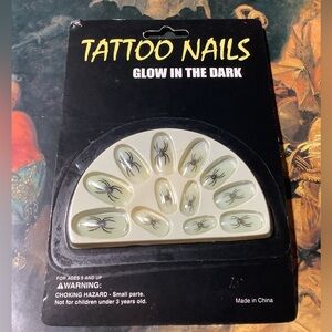 Glow-in-the-Dark Spider Tattoo Nails